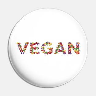 Fun Vegan Fruit and Vegetables Design Pin