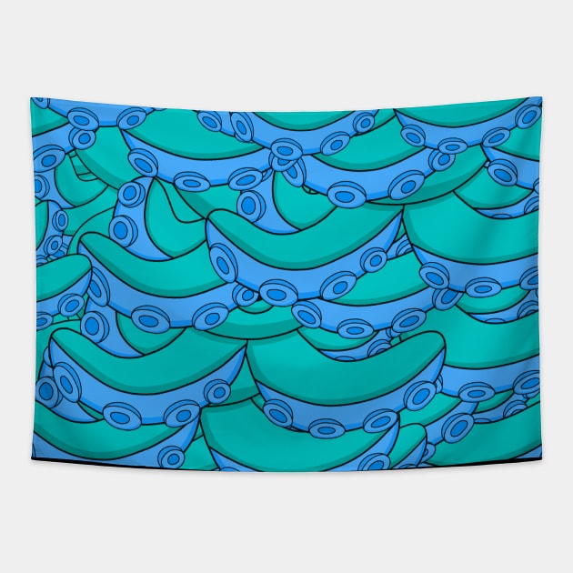 Blue Tentacle Patterns Tapestry by pako-valor