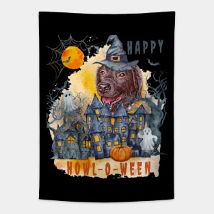 Labrador Retriever Happy Howl-o-ween Ghost Houses Funny Watercolor Tapestry