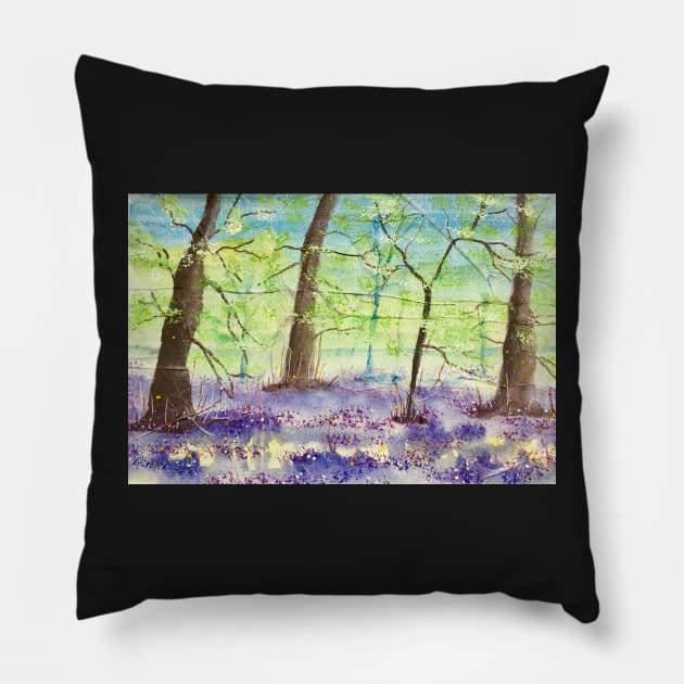 Bluebell Wood Pillow by FrancesArt