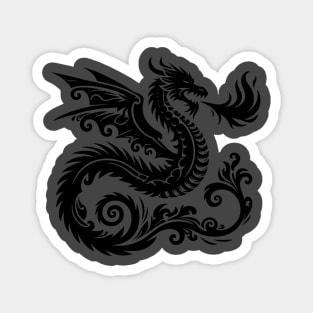 Mystical Black Dragon Tribal Art Fantasy Magnet