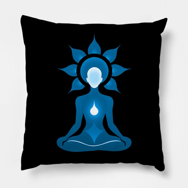 Aura Blue Meditation 07 Pillow by CGI Studios