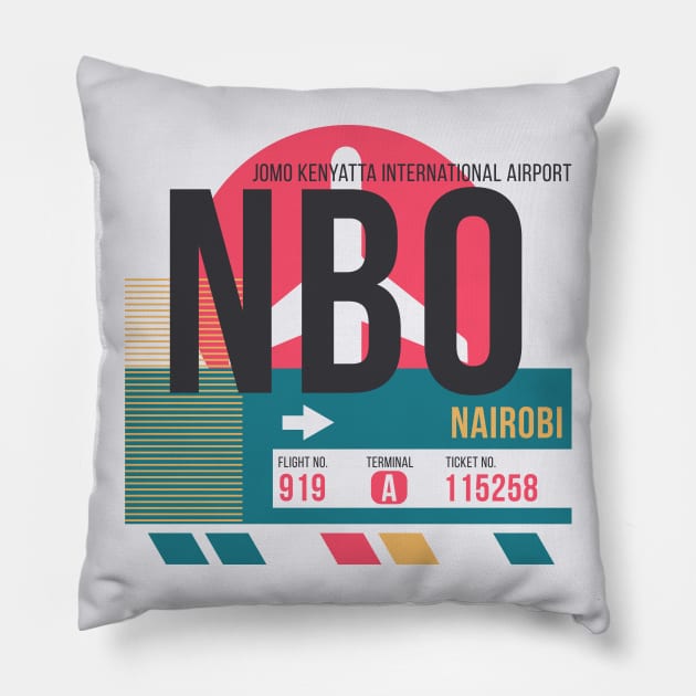 Nairobi (NBO) Airport Code Baggage Tag Pillow by SLAG_Creative