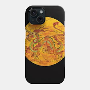 Chinese Yellow Dragon, pen & ink, acrylic painting Phone Case