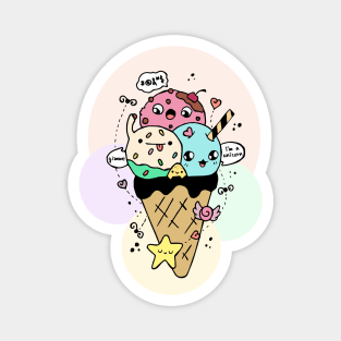 Cute Icecream Kawaii Illustration Magnet