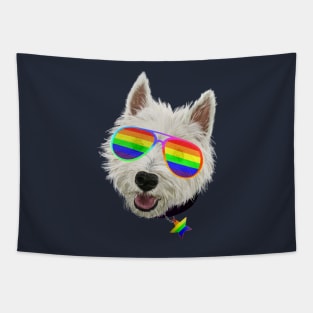 Gay Pride Westie LGBT Dog Rainbow Sunglasses Tapestry