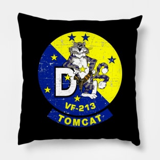 F-14 Tomcat - VF-213 Tomcat D - Grunge Style Pillow