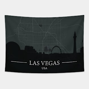 Las Vegas city map with silhouette Tapestry