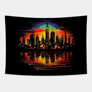 Manhattan sunset Tapestry