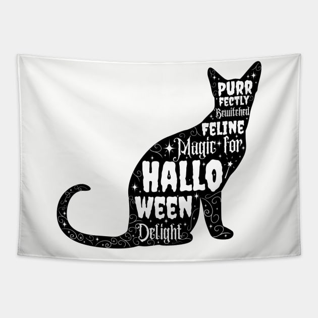 Black Cat - Funny Halloween Quote Tapestry by Stylish Dzign