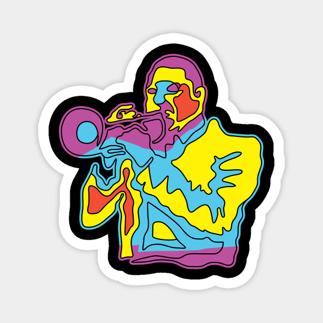 Colorful Trumpeter Abstract Modern Style Magnet by jazzworldquest