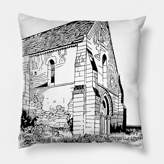 Old abandoned home building Pillow by Creative Art Store