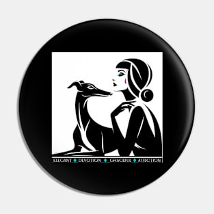 Greyhound Dog And Woman Art Deco Pin