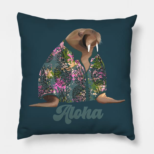 Cute Aloha Walrus Pillow by Suneldesigns