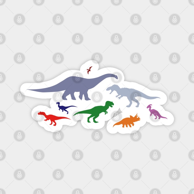 Colorful Dinosaurs Magnet by SakuraDragon