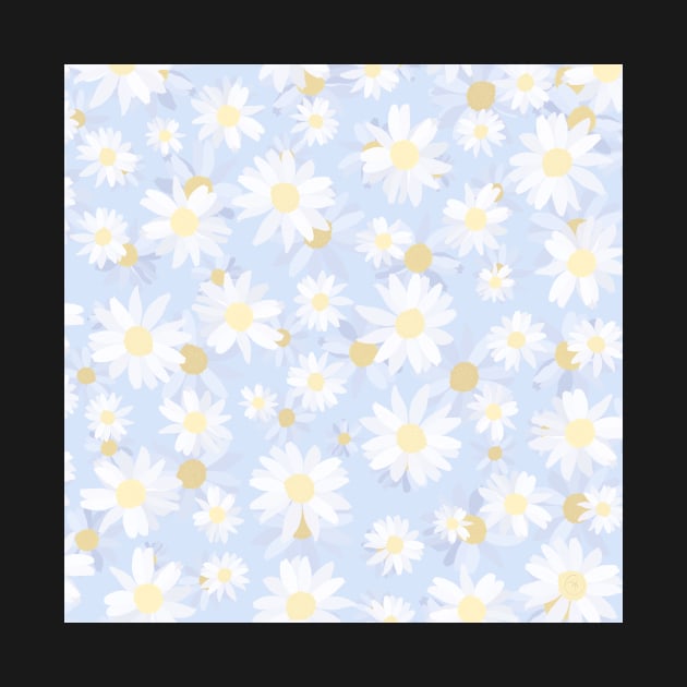 Classy Blue White Daisy Flowers by NdesignTrend