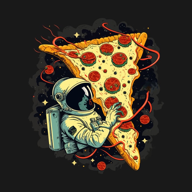 Astronaut with Pizza in Space by K3rst