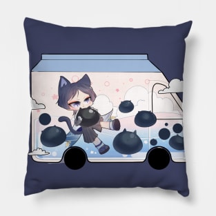 Genshin Impact Wanderer Scaramouche Cat Boba Bubble Tea Anime Kawaii Neko Pillow