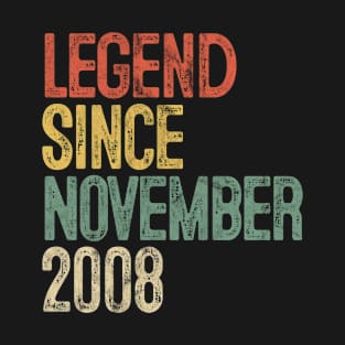 Legend Since November 2008 12th Birthday Gift 12 Year Old T-Shirt