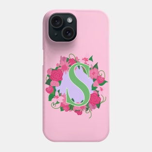 Monogram S, Personalized Floral Initial Phone Case