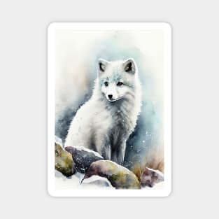 Arctic Fox - Watercolor Paint Magnet