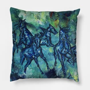 Hidden Horses Painting Pillow