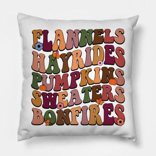 Flannels Hayrides Pumpkins Sweaters Bonfires Autumn Pillow