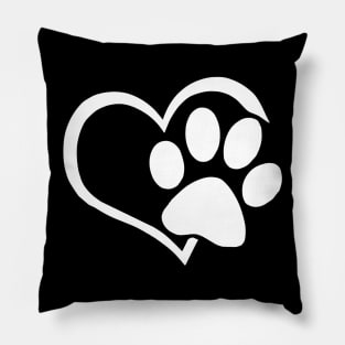 Dog Puppy Shirt - I Love Dogs Paw Print Heart Cute Women Men Pillow