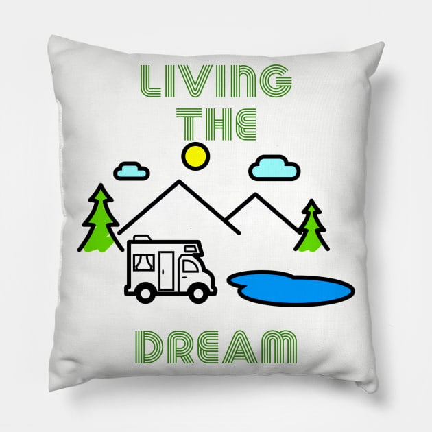 Living The Dream Camping RV Pillow by Grenfell Designs