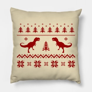 Christmas Ugly Sweater pattern dinosaur Pillow