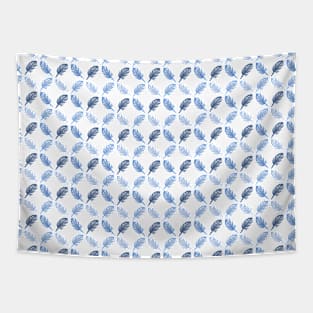 Winter Theme Blue Feathers Pattern Tapestry