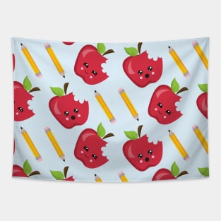 Teacher Apples and Pencils Tapestry