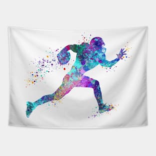 American Football Player Watercolor Tapestry