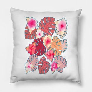 Tropical Print in Living Coral Pillow