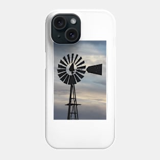 Kansas Windmill Silhouette with Sky Phone Case