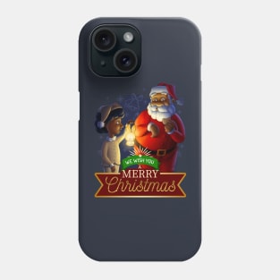 Afro Santa Surprised Red-handed Eating Cookies on Christmas Eve Holidays Phone Case