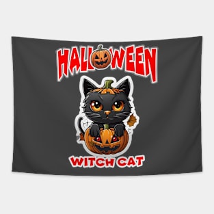 Witch Cat Happy Halloween. Tapestry