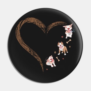 Funny Heart Pitbull Lovers Birthday Shirt Dog Owner Pet Trainer Mothers Fathers Day T Shirt Pin