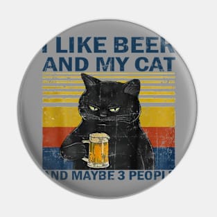 I like beer and my cat vintage Pin