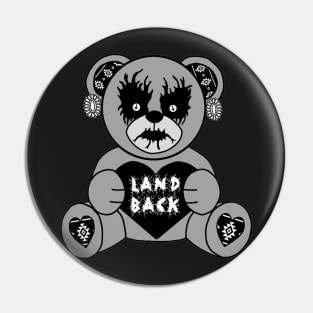 Black Metal Land Back Teddy Bear Pin