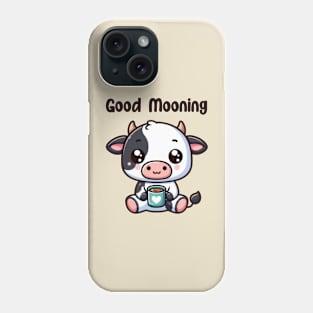 Good Mooning Kawaii Cow Pun Coffee Lovers Phone Case