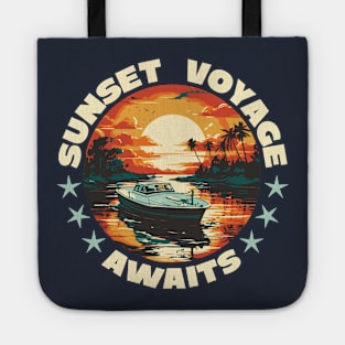 Boat in the water sunset Tote