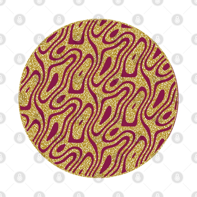 Silhouette Circle Abstract Ripple Maroon Gold Speckle Background by Mazz M