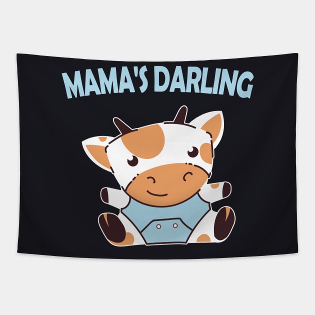 Mamas Darling Baby Cow Gift Tapestry by Foxxy Merch