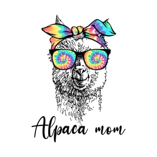 Alpaca Mom Tie Dye Bandana Sunglasses Mother's Day Animals T-Shirt