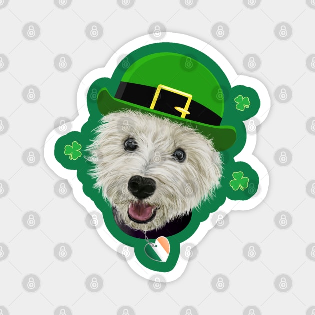 Westie Dog Saint Patrick's Day Irish Flag And Shamrocks Magnet by brodyquixote