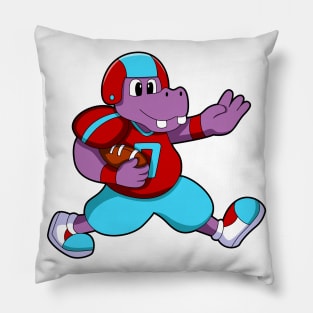 Hippo at Sports with Football & Helmet Pillow