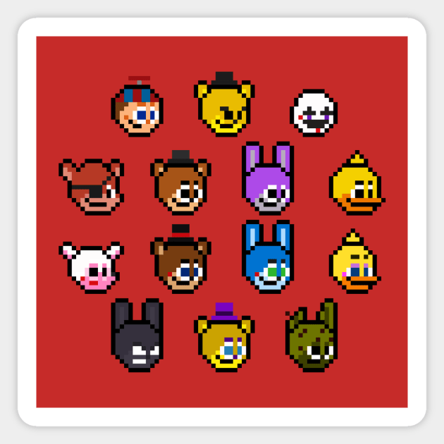 Five Nights at Freddy's 2 - Pixel art - Various Characters Sticker