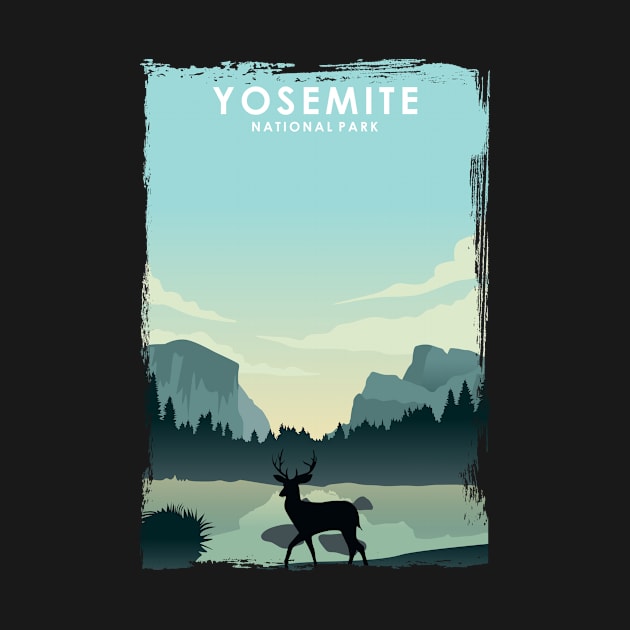 Yosemite National Park California Nature Travel Poster Print by jornvanhezik