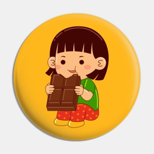 girl kids eating chocolate Pin